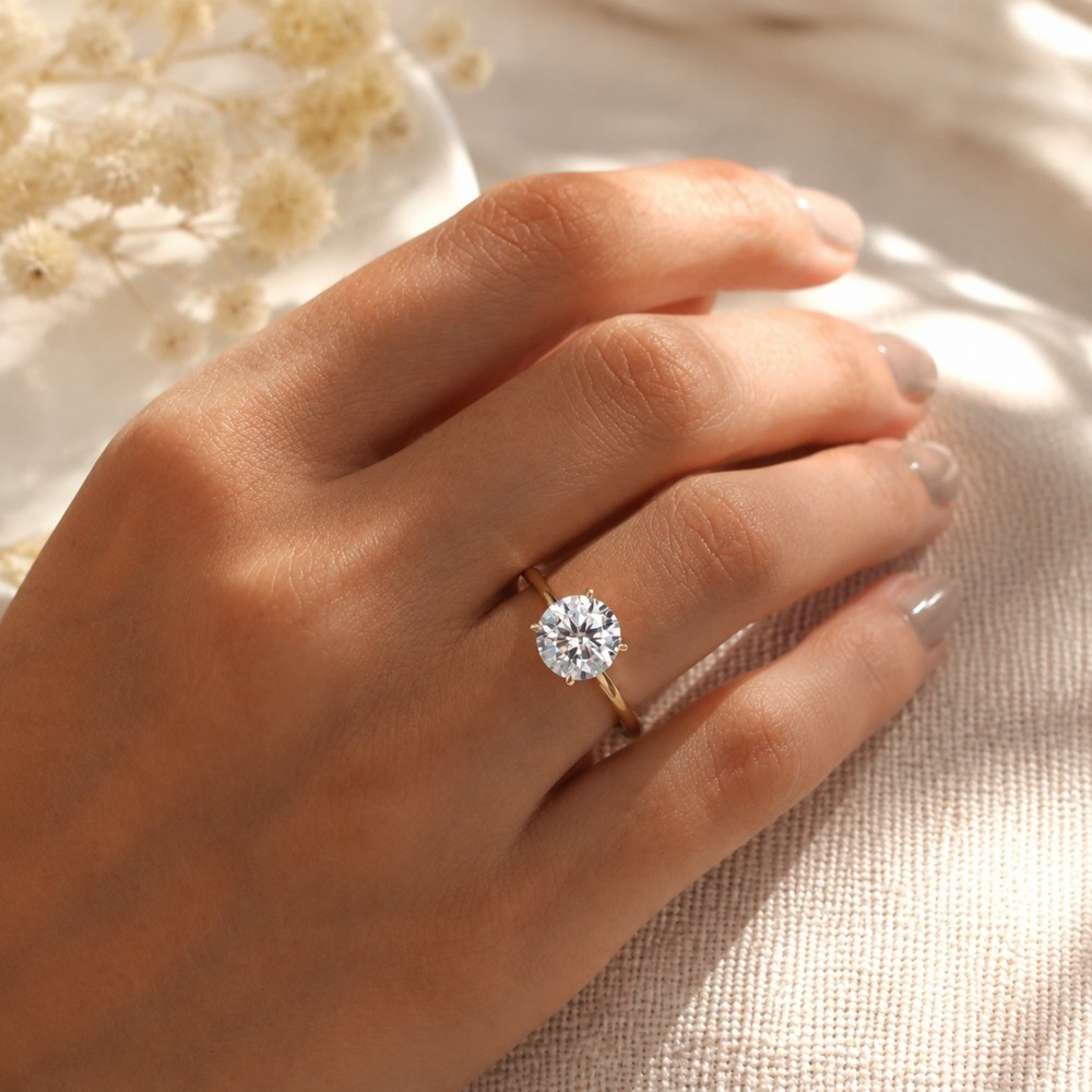 Minimalist Ring IGI Certified 10K Solid Gold 1CT Lab Grown Diamond Ring for Her