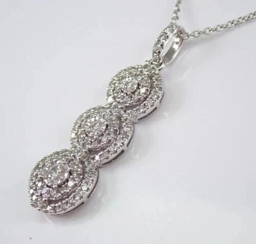 2Ct Forever One Round Cut White Diamond Halo Pendant 14K White Gold Finish