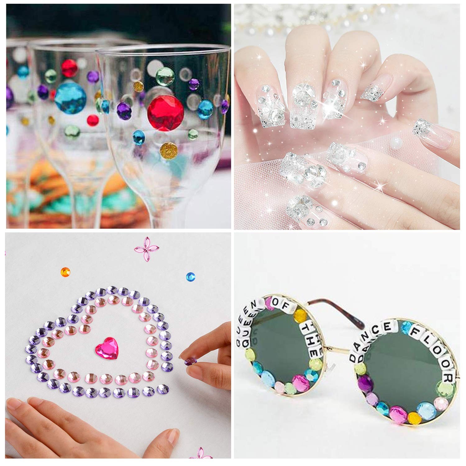 Gem Rhinestone Stickers for Crafts Self Adhesive Jewels with Multicolor Assorted