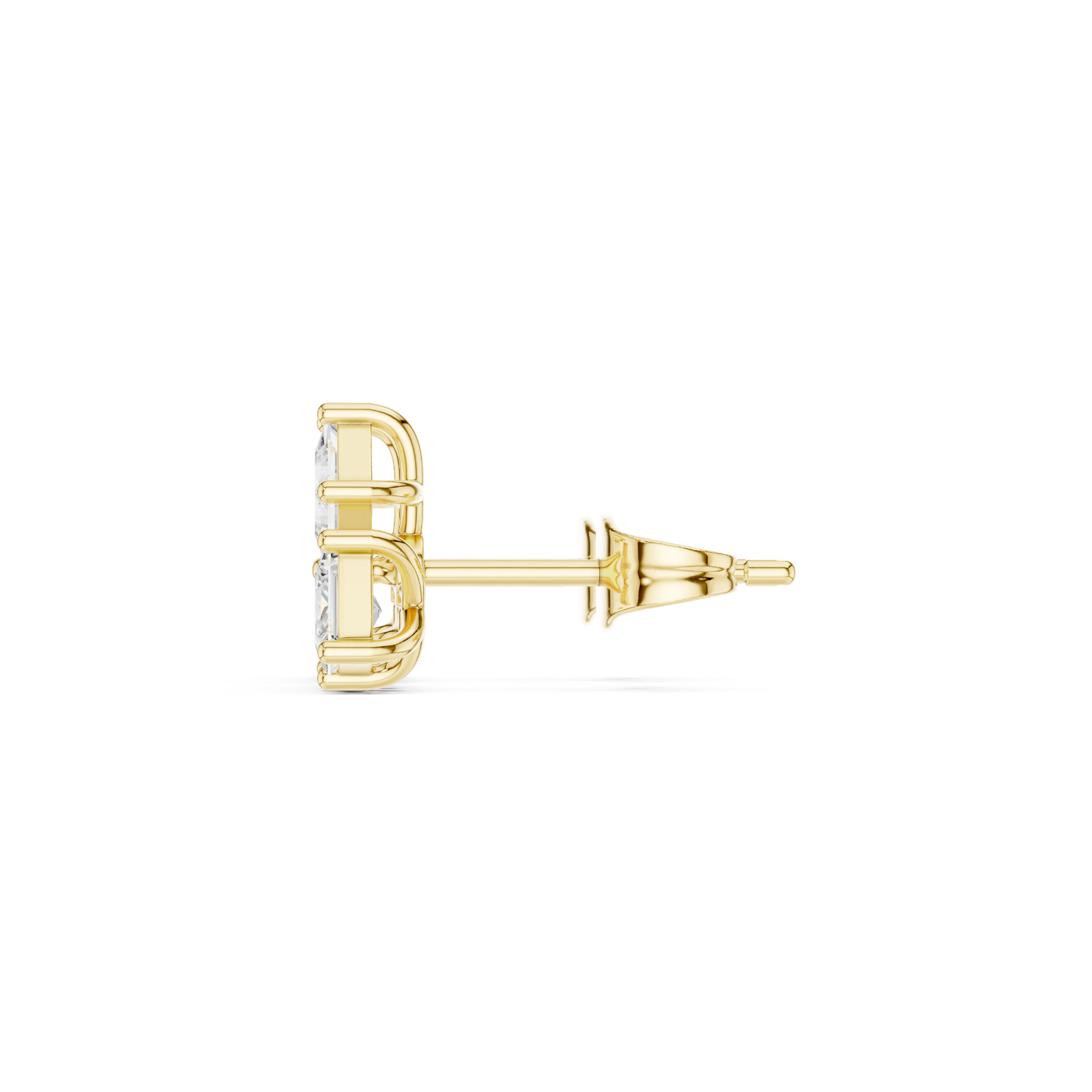 Princess Cut Natural VVS1 D Diamond Flora Cosmos Studs Earrings 14k Gold Over