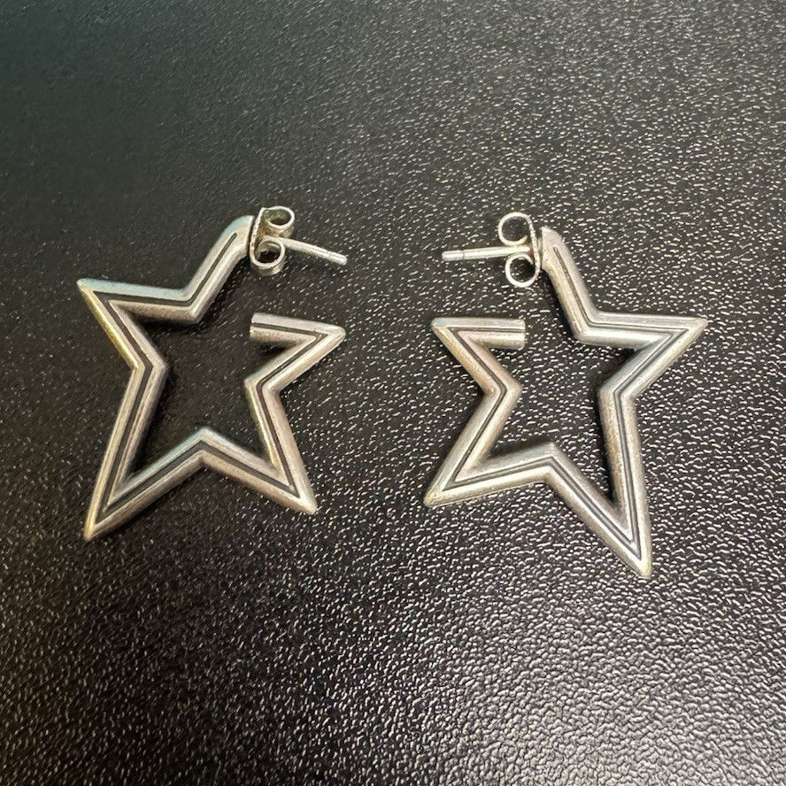 RETIRED James Avery Star Hoops 925 Silver RARE