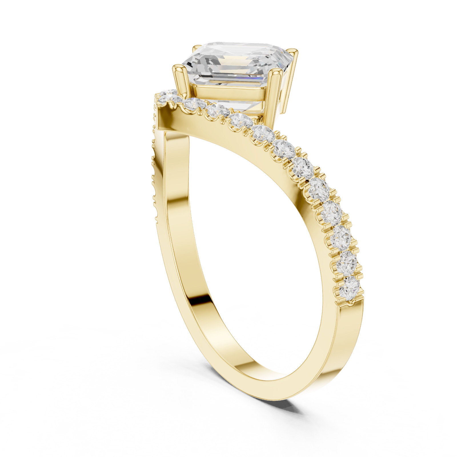 Asscher Certified 1.2 Ct Lab Grown Diamond Promise Engagement Ring 14K Gold Over