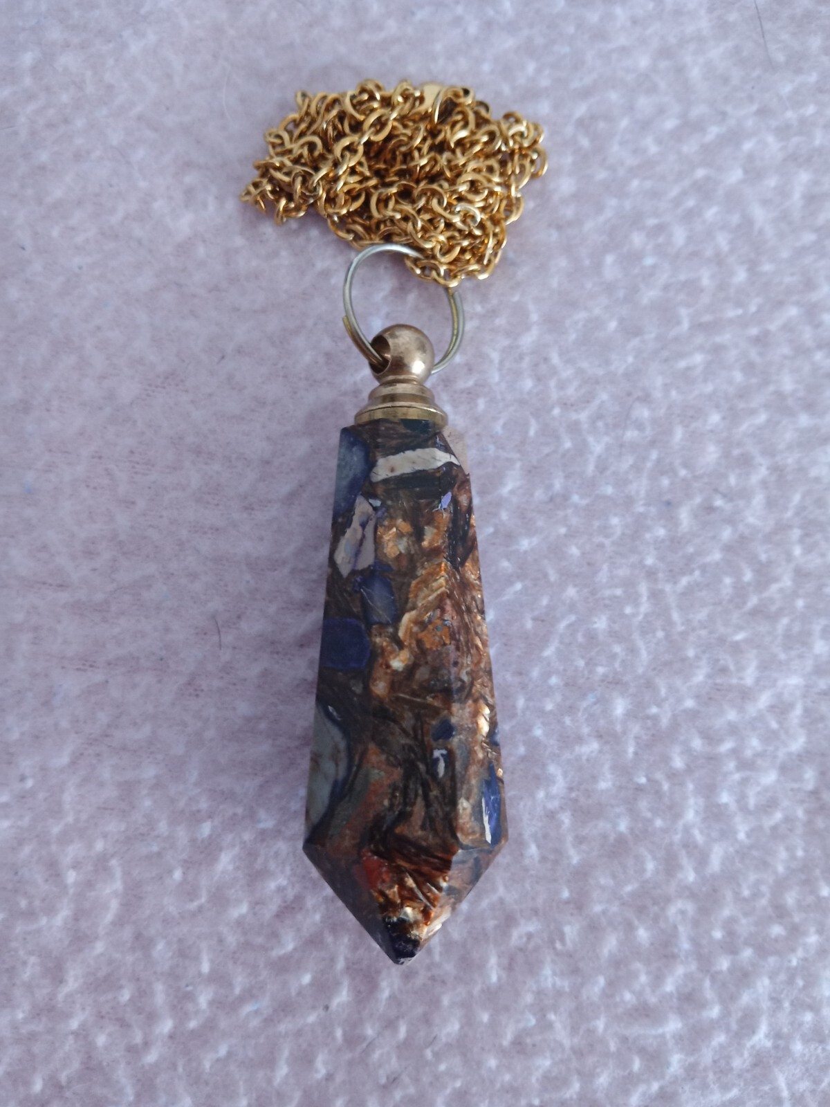 Multicolored Natural Stone Perfume Flask Pendant with 18 inch chain