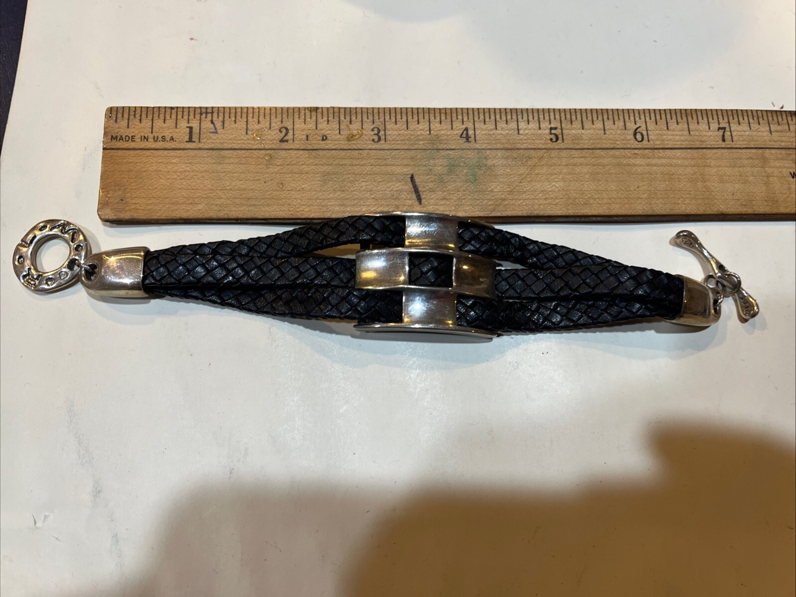 RLM Studio Robert Lee Morris Sterling 925 Silver & Leather 3 Strand Bracelet