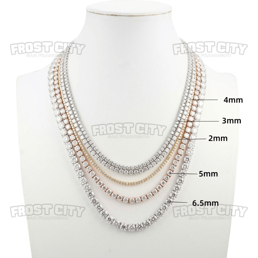 2MM–6.5MM VVS1 D Moissanite Lab Tennis Chain Solid .925 Sterling Silver USA