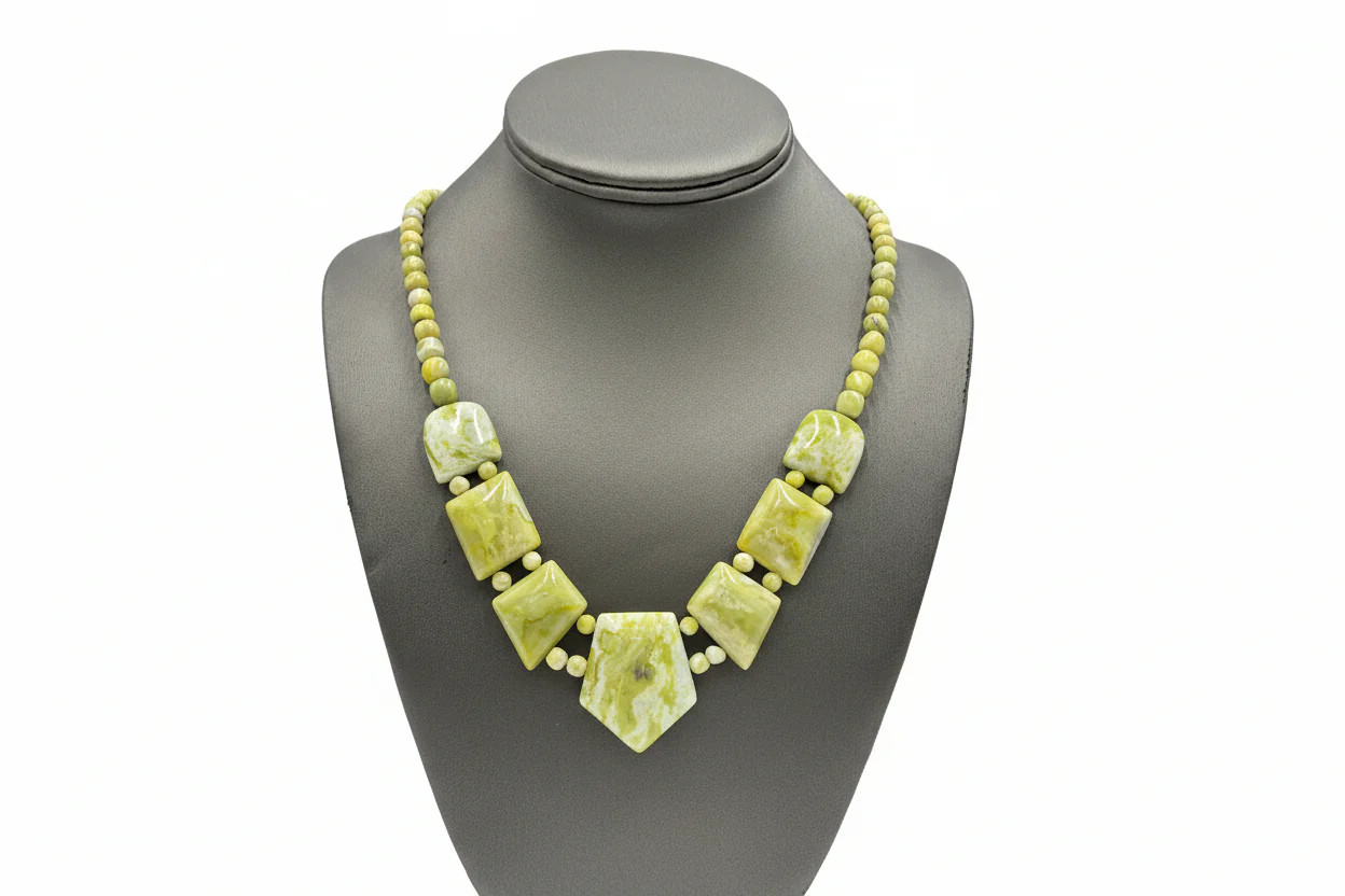 Jay King Sterling Silver South African Olive Calcite Necklace, 18″