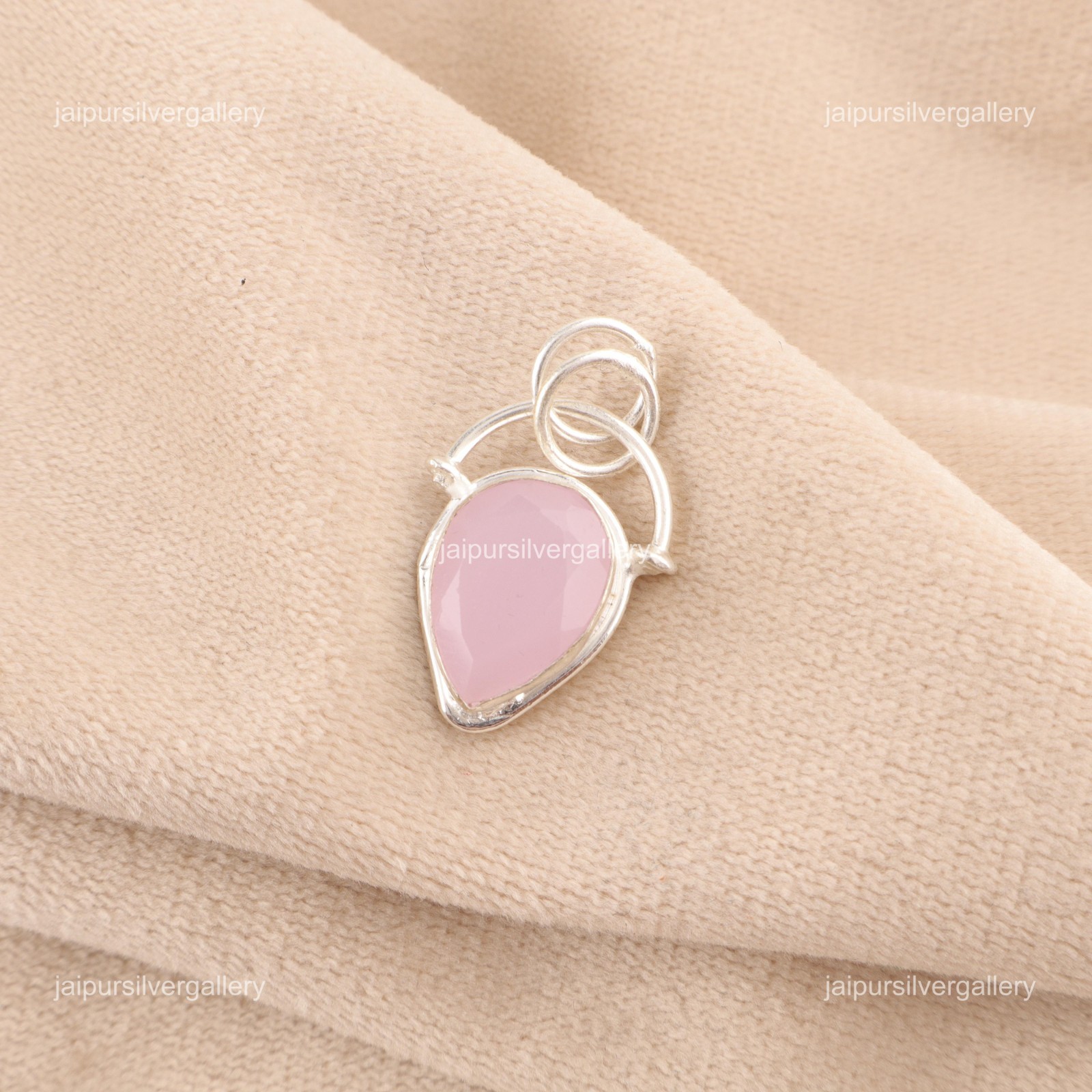 Rose Chalcedony Gemstone Jewelry 925 Silver Handmade Pendant 1.01″ For Women