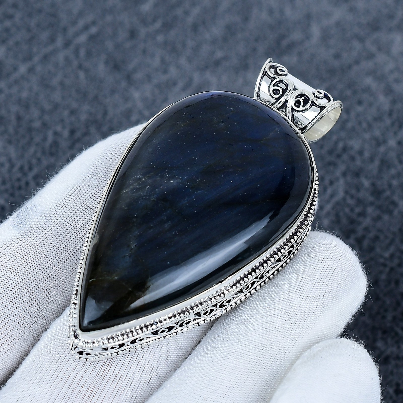 Natural Fire Labradorite Giant Size Gemstone Handmade 925 Sterling Silver Gift