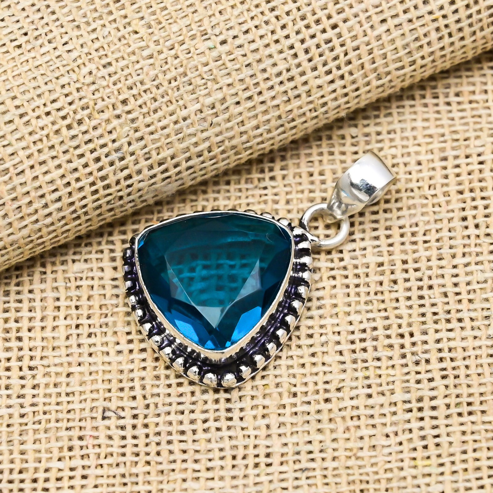 Indicolite Gemstone Handmade 925 Sterling Silver Jewelry Pendant