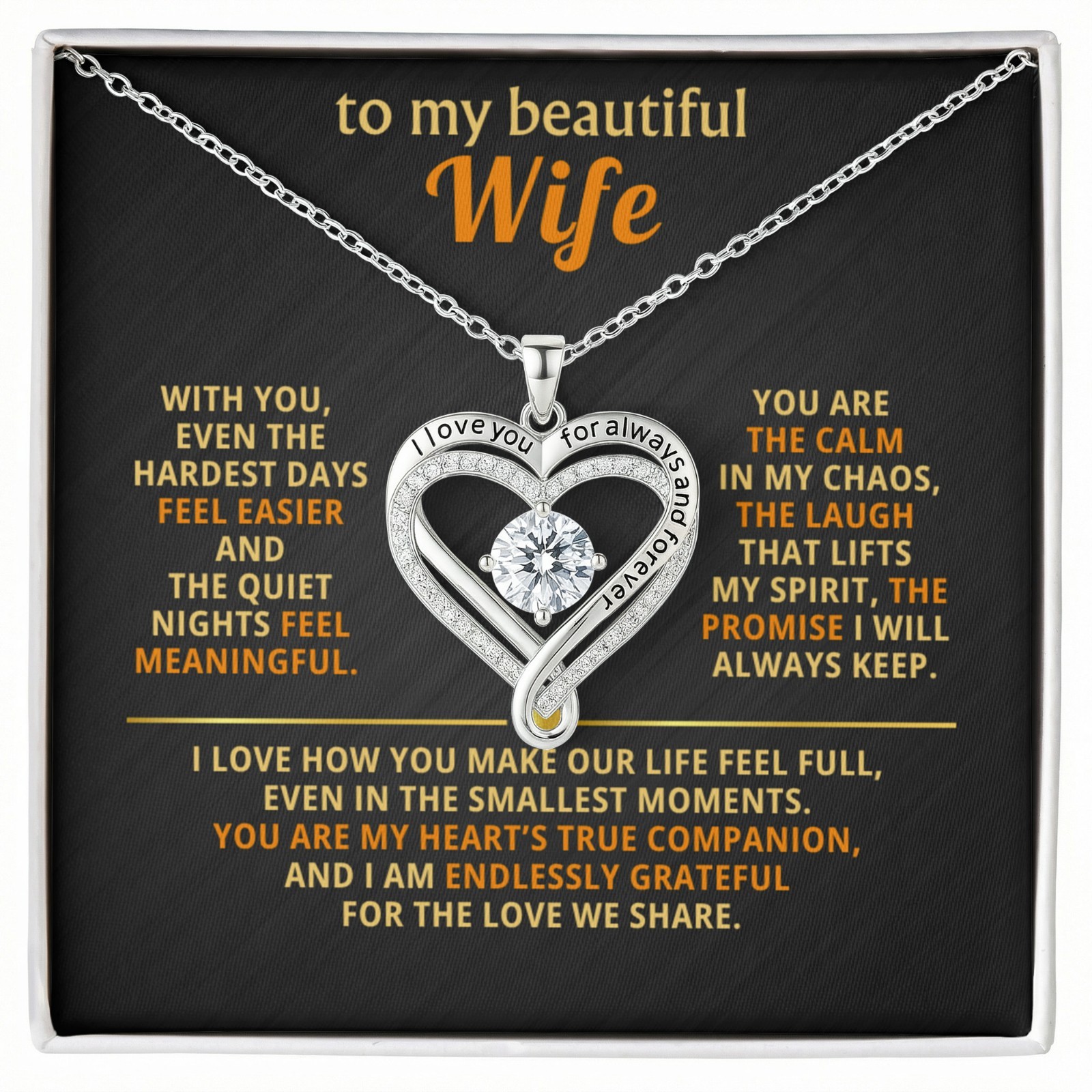 To My Wife Love You Always Heart Necklace Romantic Anniversary Gift For Her 💖
