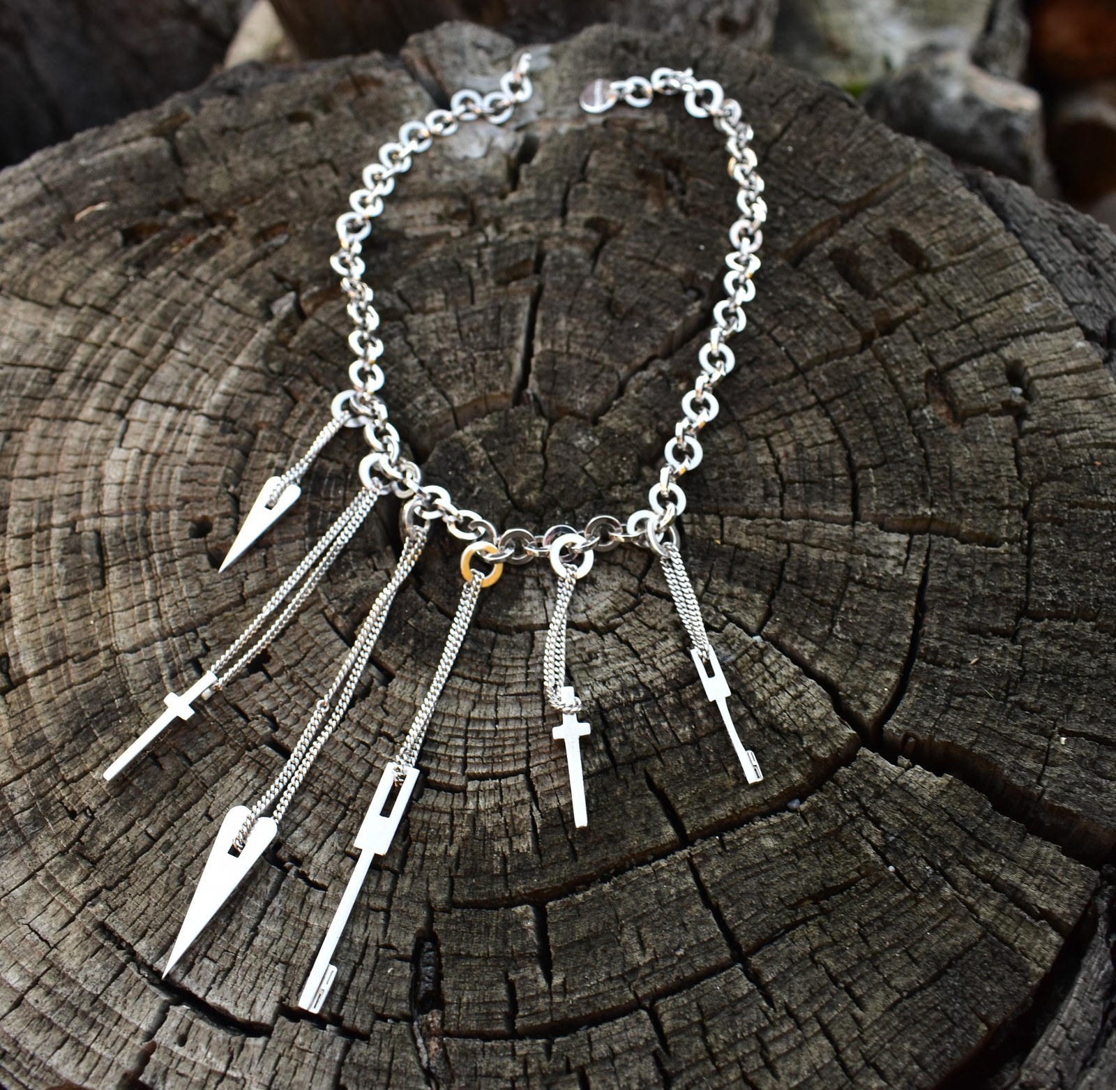 PIANEGONDA LOVESICK CHARM NNECKLACE ITALIAN SILVER STATEMENT PIECE HEART KEY