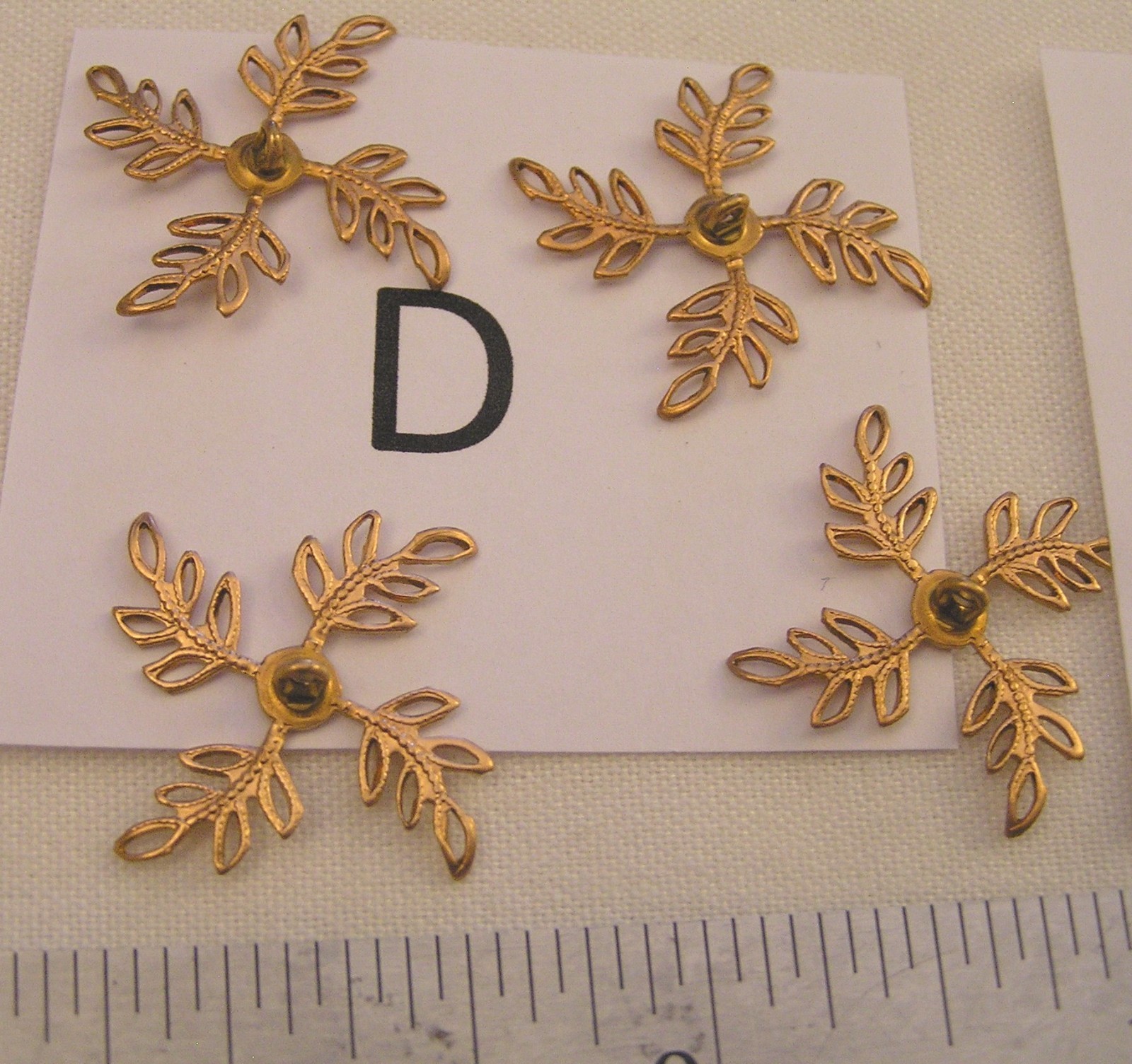 VTG Bead Cap Dangles w Bail & Button Backs Filigree Brass GP SP Jewelry Findings