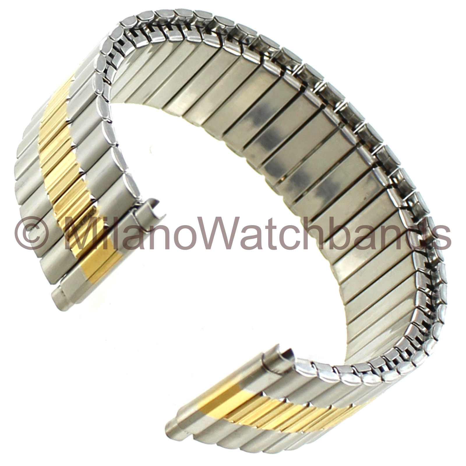 16-21mm Kreisler Gold Silver Tone Wide Dura Flex Stainless Mens Watch Band 705T
