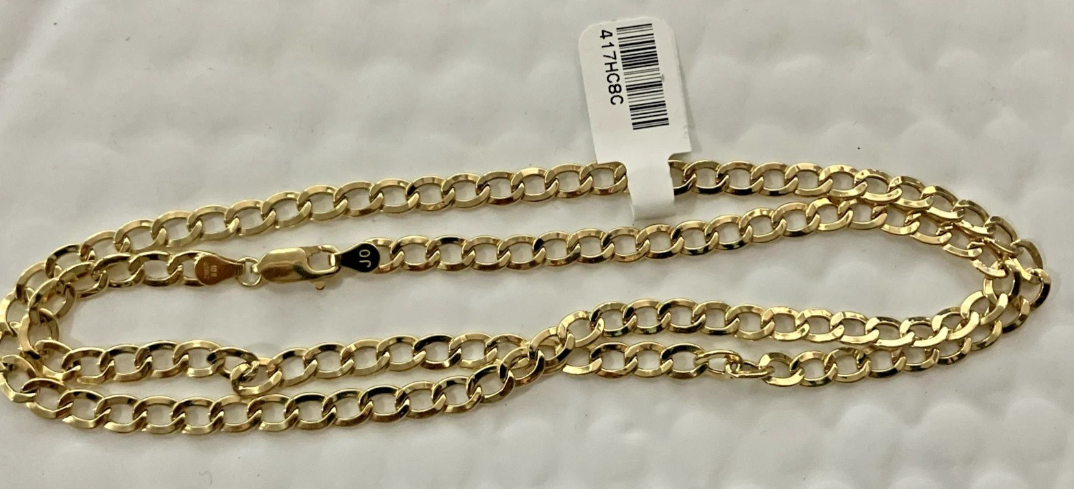 10kt Real Gold Curb Link Semi-Solid/Hollow Chain 8grams 5mm 22” Starz Brand NWT
