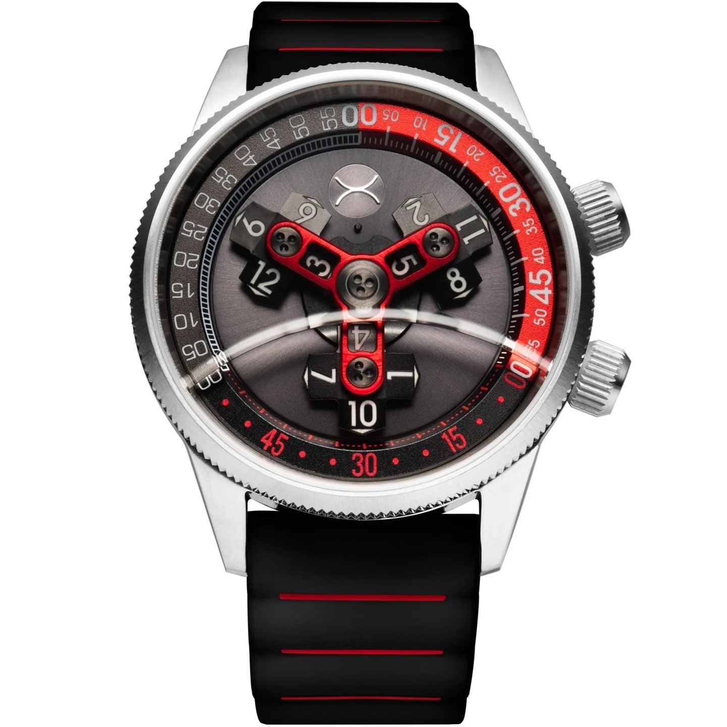 Xeric Vendetta II Automatic Wandering Hour Black Gray Red – Brand New