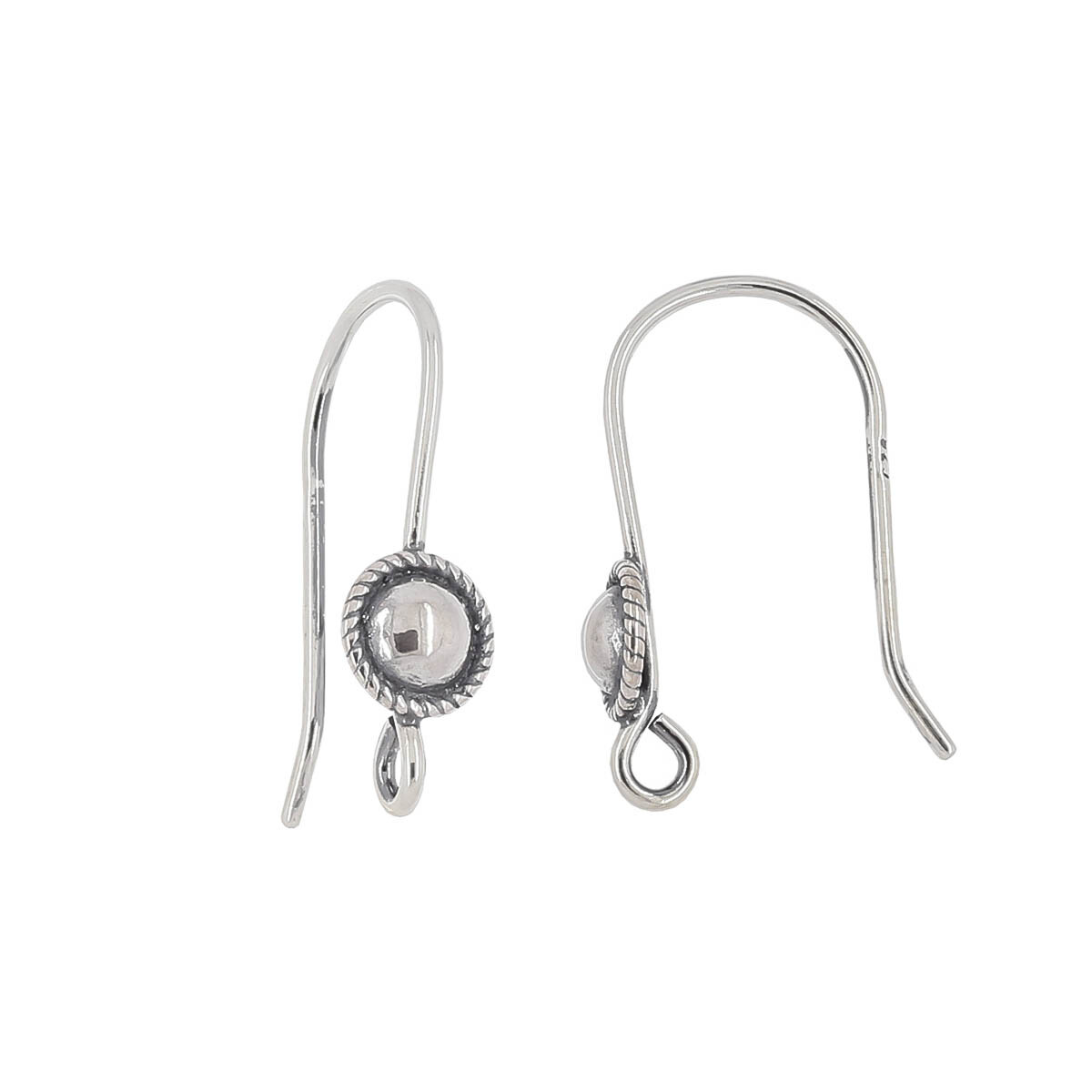 Oxidized Sterling Silver French Hook Ear Wire Earring Connector 21mm #51406