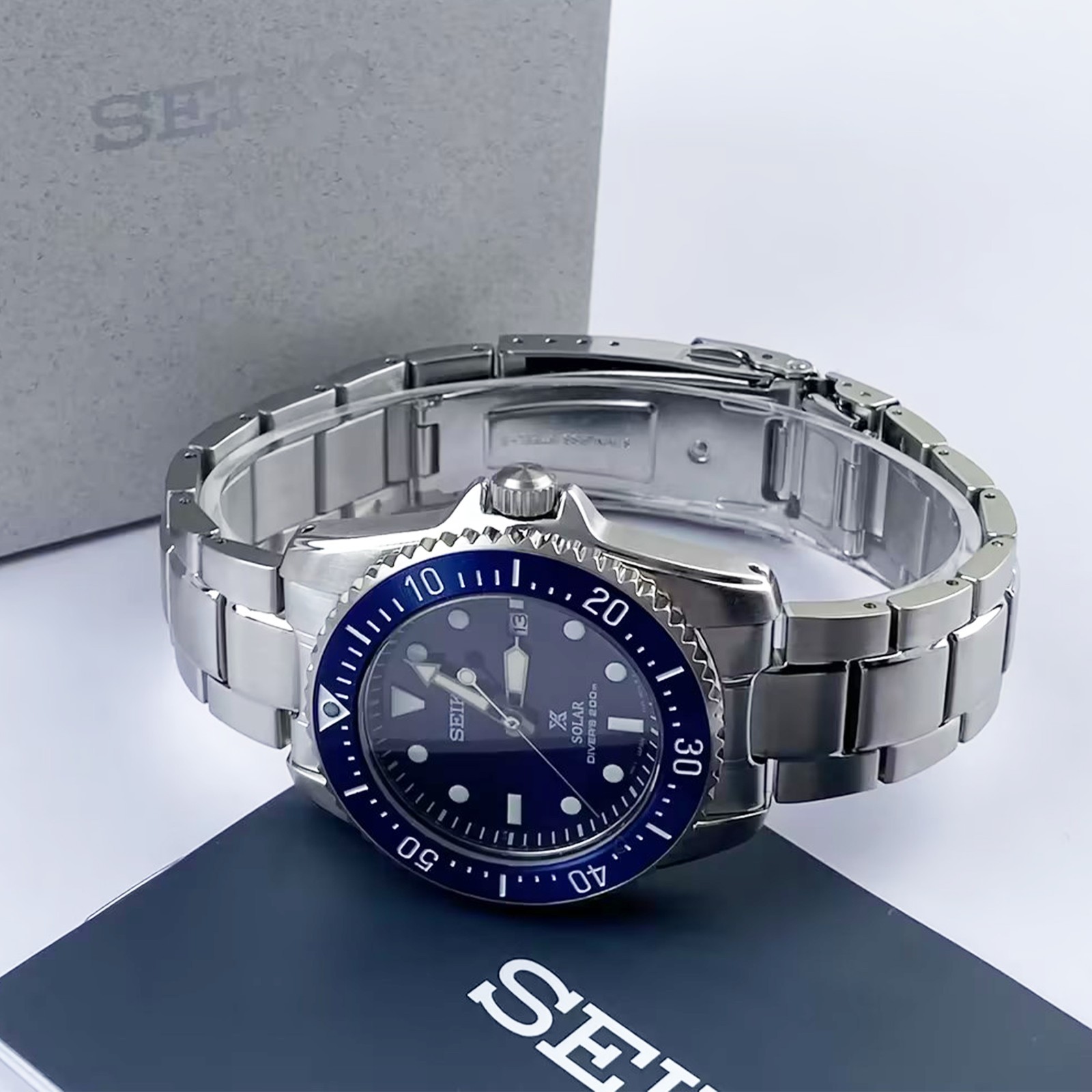 Seiko Prospex Sea Solar Power Blue Dial Men Stainless Steel SNE585 Watch 38.5mm