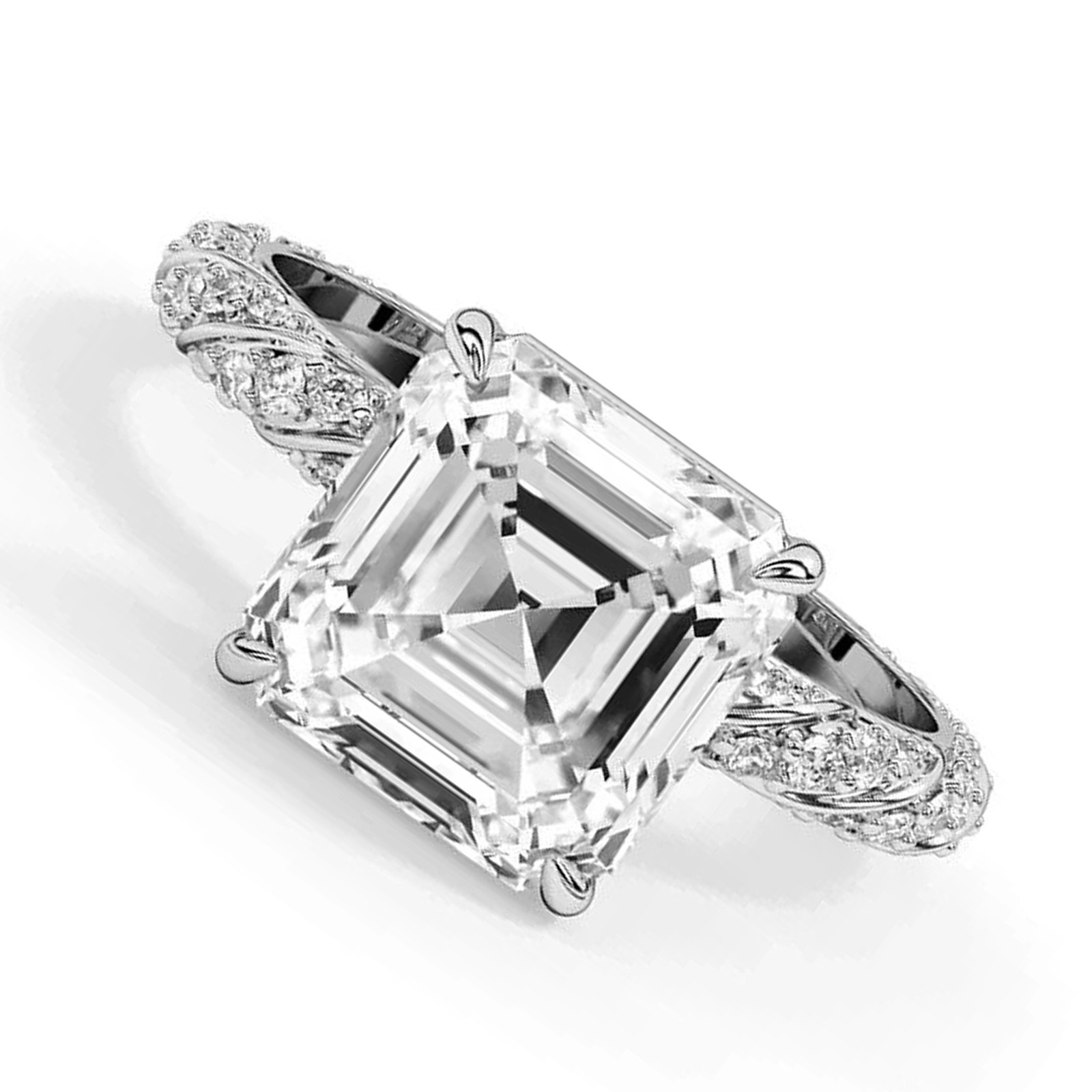 6.50 Cts. Octagon Shape White Diamond Ring In 925 Sterling silver – Tariff Free