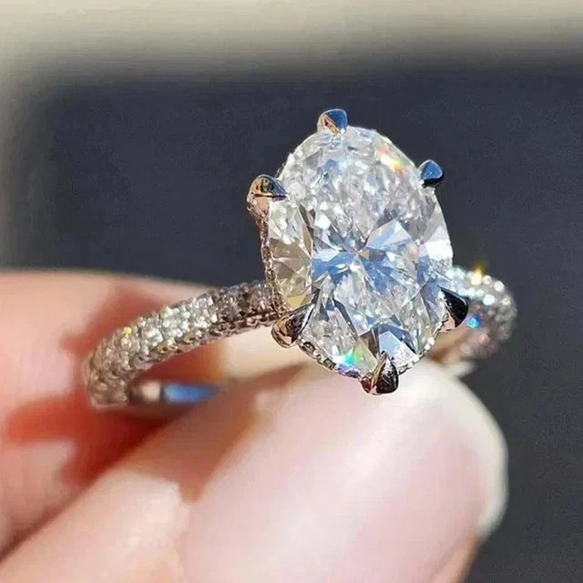 2.50Ct Oval Cut Lab-Created Diamond Hidden Halo Ring In 14k White Gold Plated