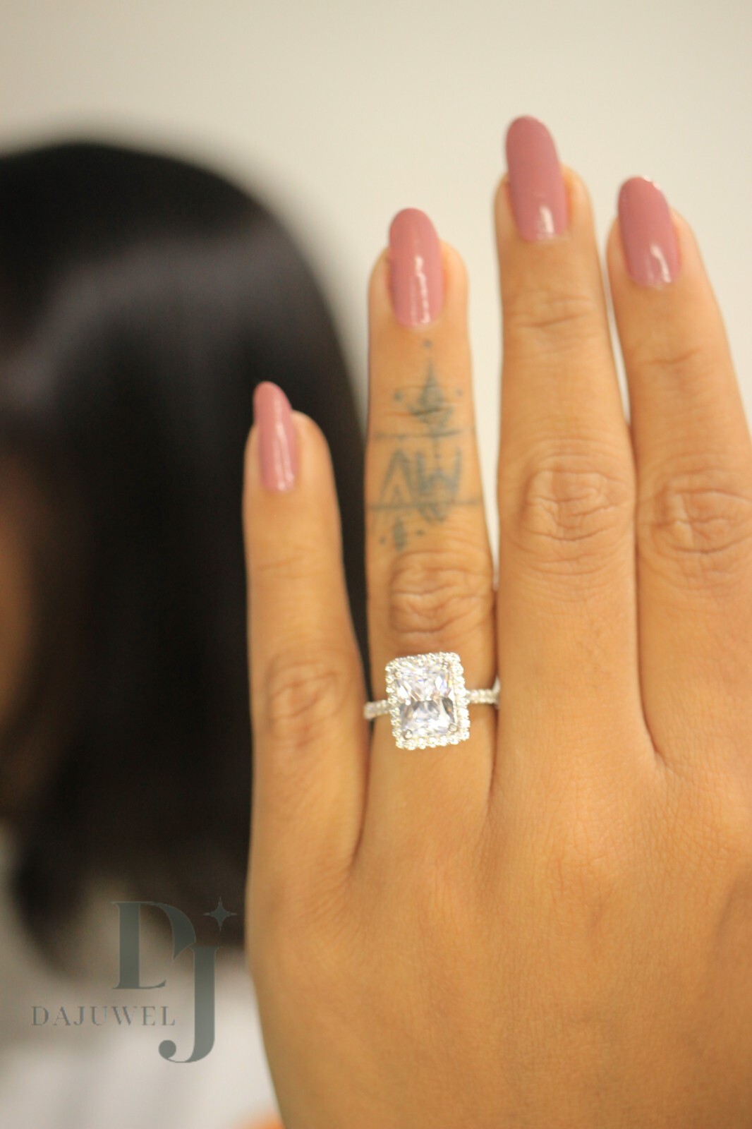 3 Carat Radiant Cut Moissanite Halo Wedding Engagement Ring Solid 14K White Gold