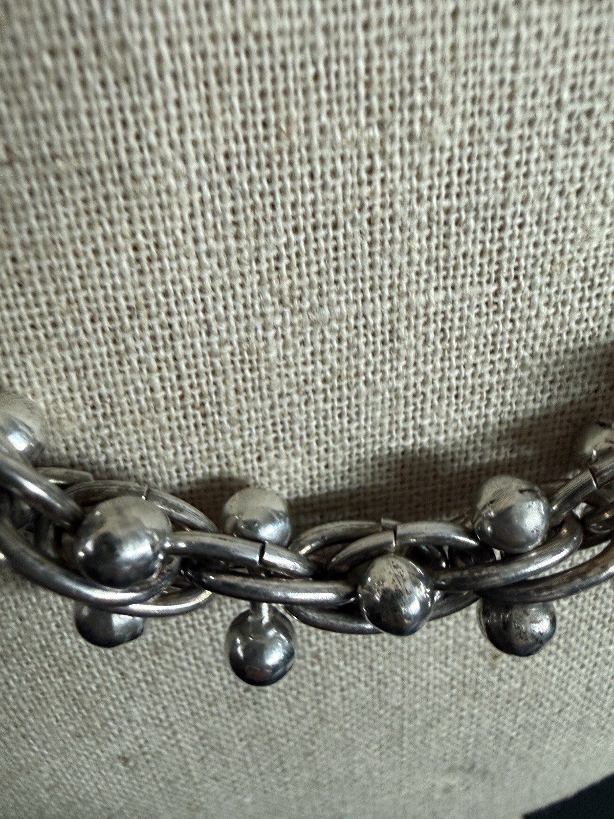 VTG Taxco Mexico Sterling DNA Link Peppercorn Necklace Spratling Style 122.9g