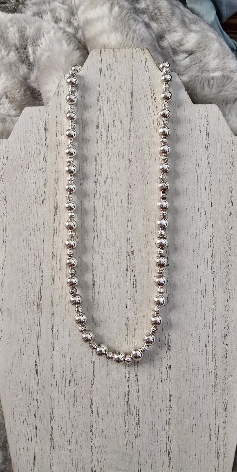 Ross Simons Sterling silver 2 size beaded ball chain Necklace 18″-20″