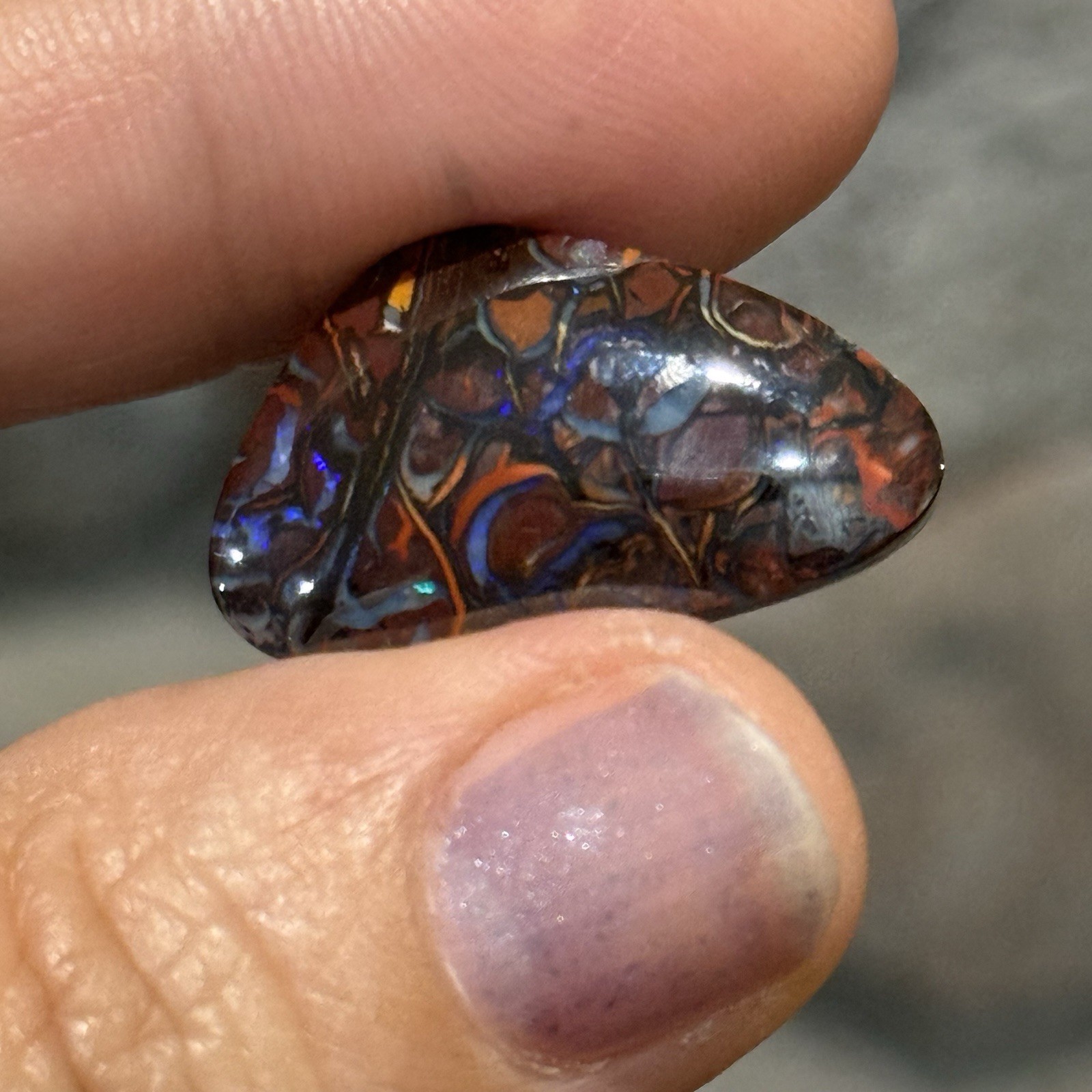 17ct 24.3×14.7×5.4mm Colorful Australian Koroit Boulder Opal Free Form Cabochon