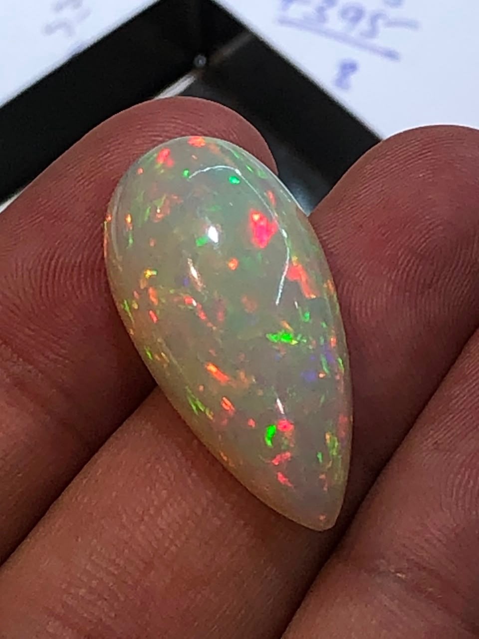 1. 55Ct Natural Ethiopian Welo Opal Pear Cabochon Multi Color Play of Color