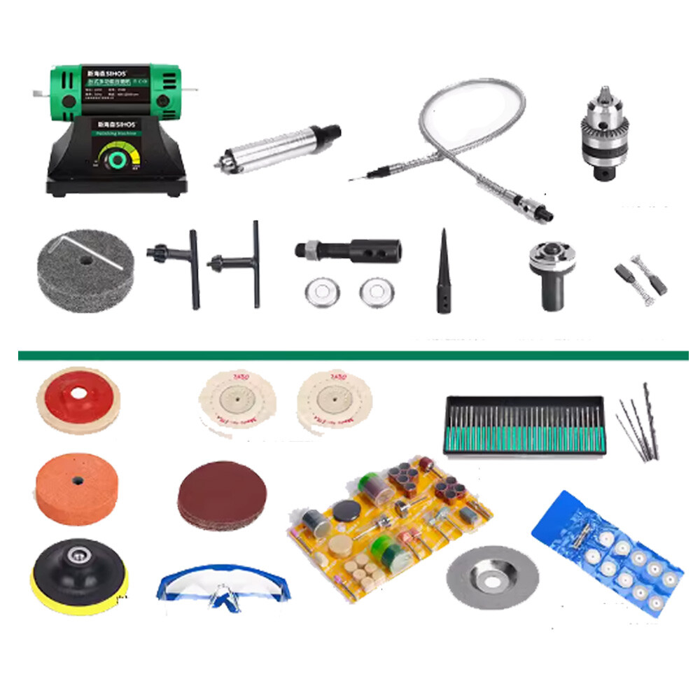 220V Multifunction Home Jewelry Polishing Machine Rock Polisher Bench Buffer Set
