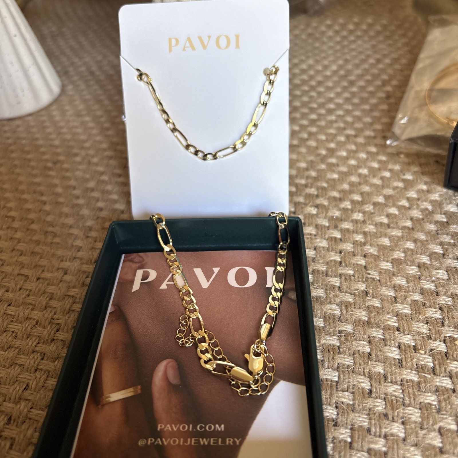 pavoi necklace 14k Gold Plated Curb Paperclip Box Chain. 16” With 3” Extender