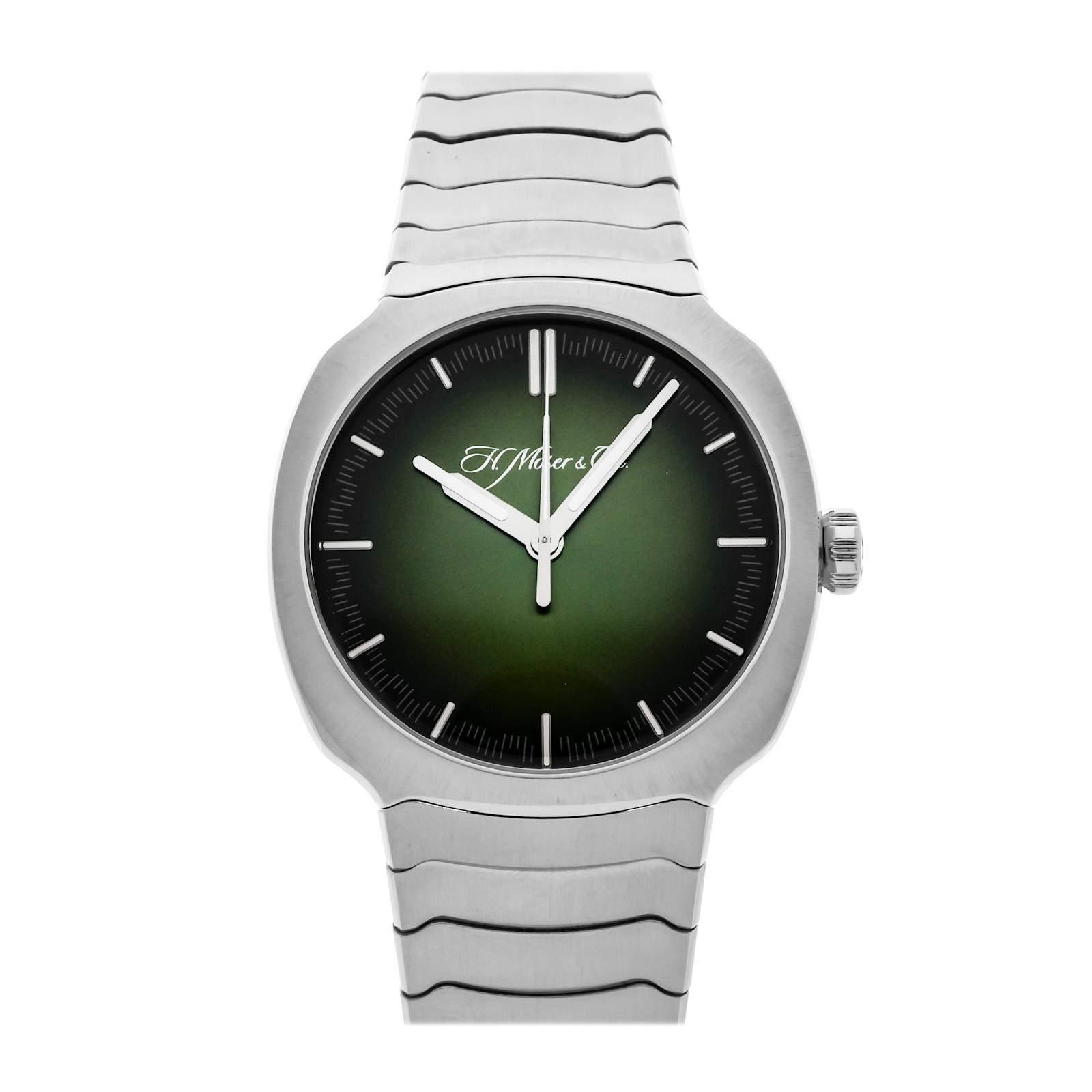 H. Moser & Cie Streamliner Centre Seconds Steel Auto 40mm Green Watch 6201-1200