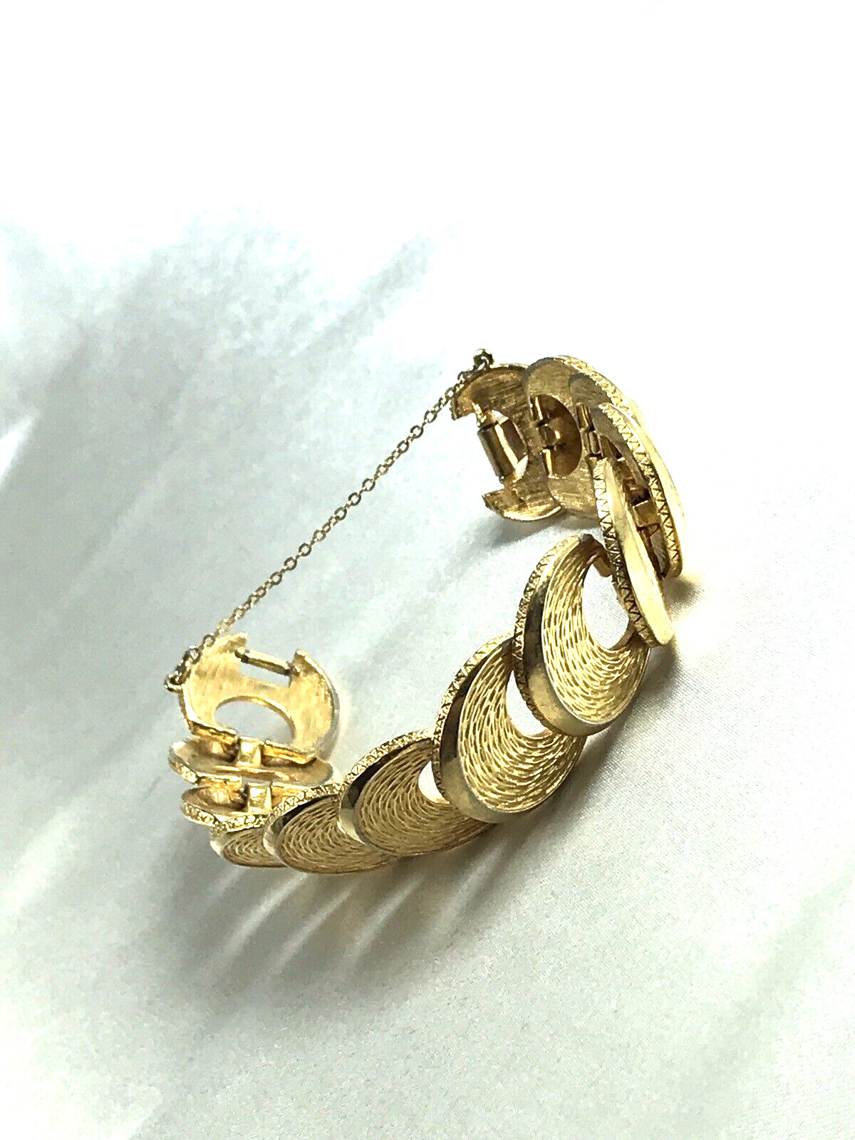 Vintage Estate Textured Chain Link Bracelet with Safety Chain
