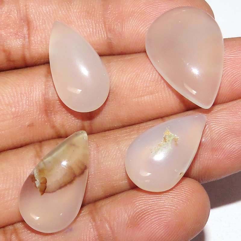 Natural Scenic Dendritic Agate Pear Cabochon 4 Pcs Lot Cabochon 63.00Cts stones