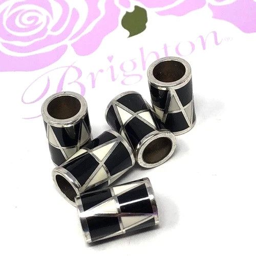 Brighton ZIG ZAG Black-WHITE Enamel Bead Charm 5 For 9.99 New