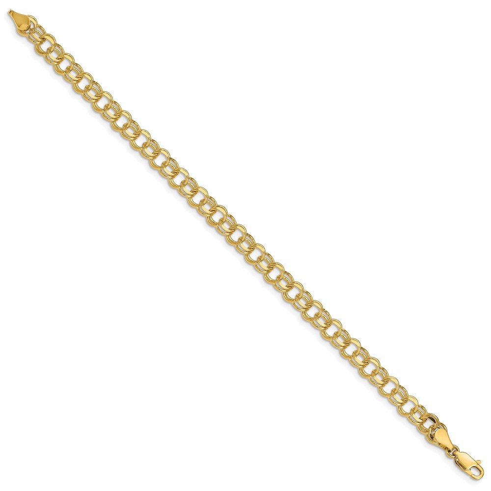 14K Yellow Gold Double Link Chain Bracelet 7″ 7.89g Gift for Mother