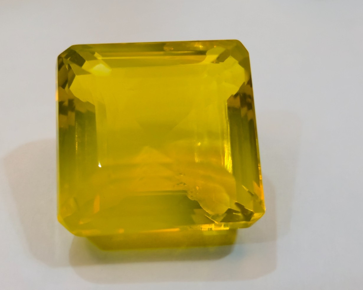 Yellow Opal Asscher Cut 58-60 Ct Certified Natural Loose Gemstone SB1380