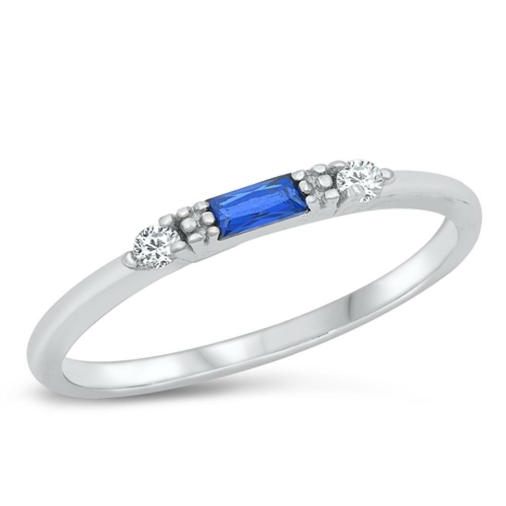 Radiant Blue CZ Beautiful Ring New .925 Sterling Silver Band Sizes 5-10