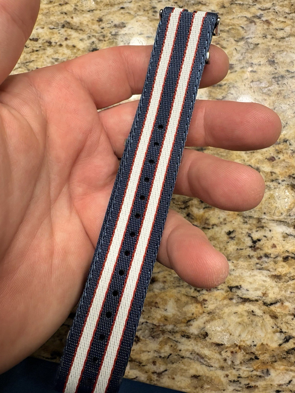 OEM OMEGA Blue And White Stripe Polyester Strap 21 mm