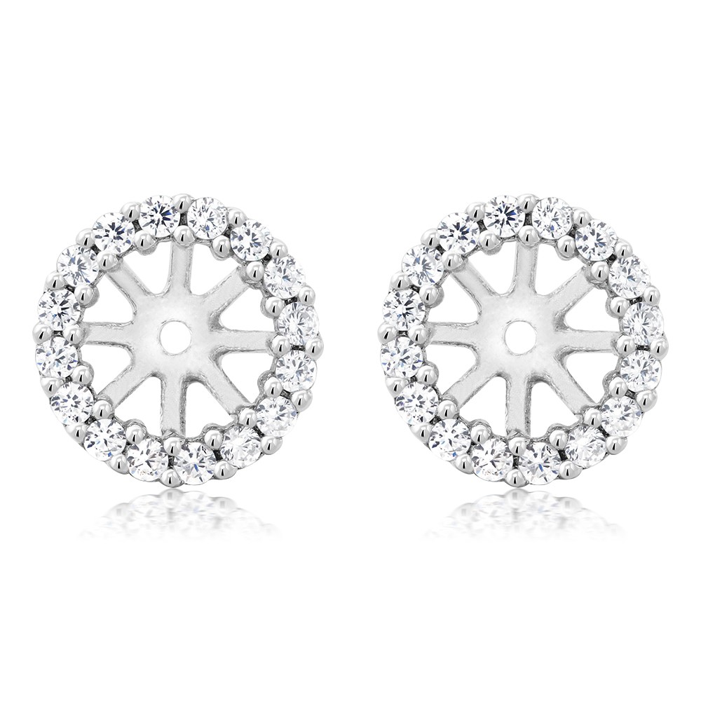 925 Sterling Silver White Zirconia Women Earring Jackets For 7.00MM Studs