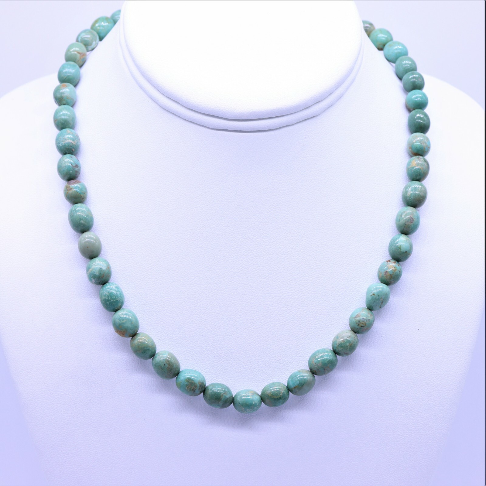 Kingman Arizona Olive Green Turquoise Beaded Gemstone Southwestern Boho Necklace
