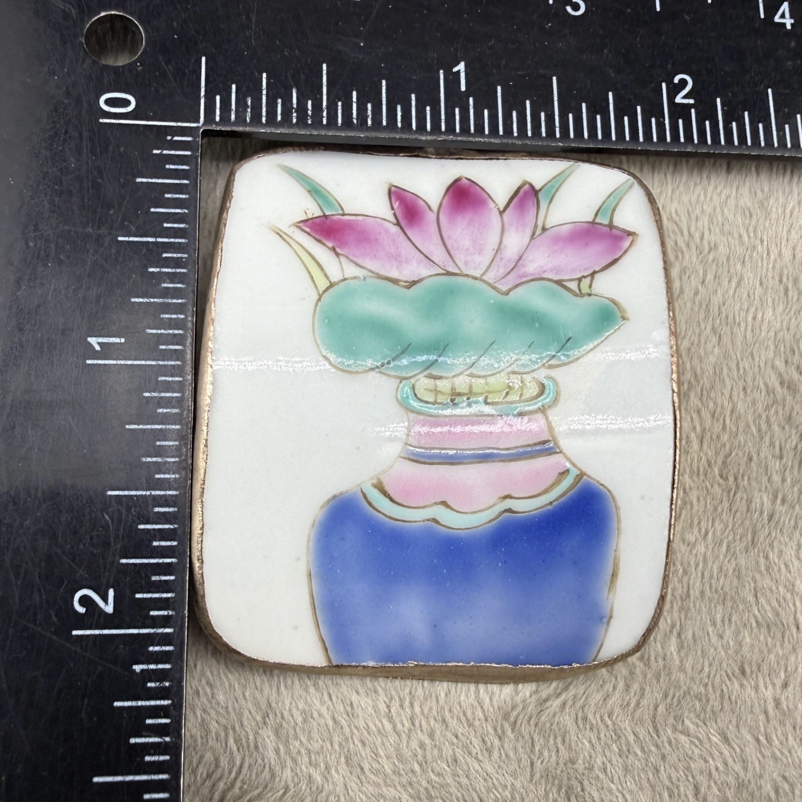 Vintage Chinese Painted Artisan Necklace Ceramic 34”