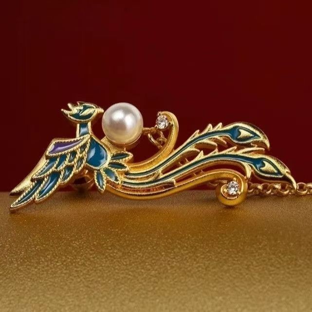 Hundred Birds Phoenix Cloisonné Earrings New Chinese Style Vintage Court Jewelry