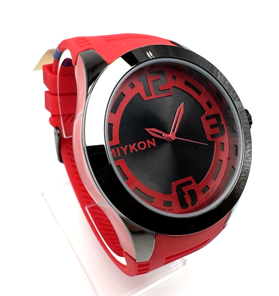 Miykon Men’s Bold Cut Out Black/Red Watch | 48mm | Japanese Quartz