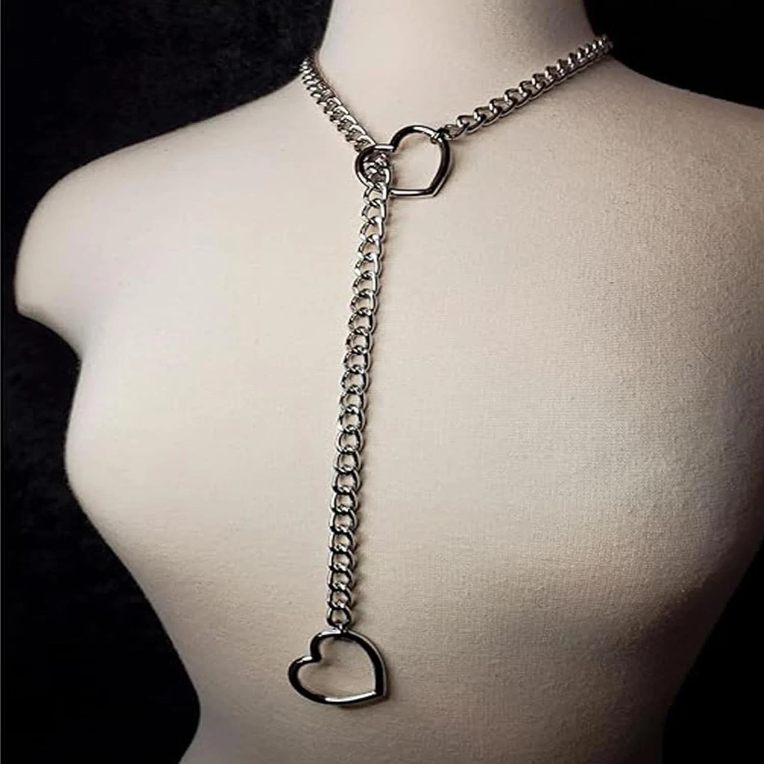 Slip Chain Necklace Heart Slip Chain Choker for Women Gothic Rock Cuban Link Nec