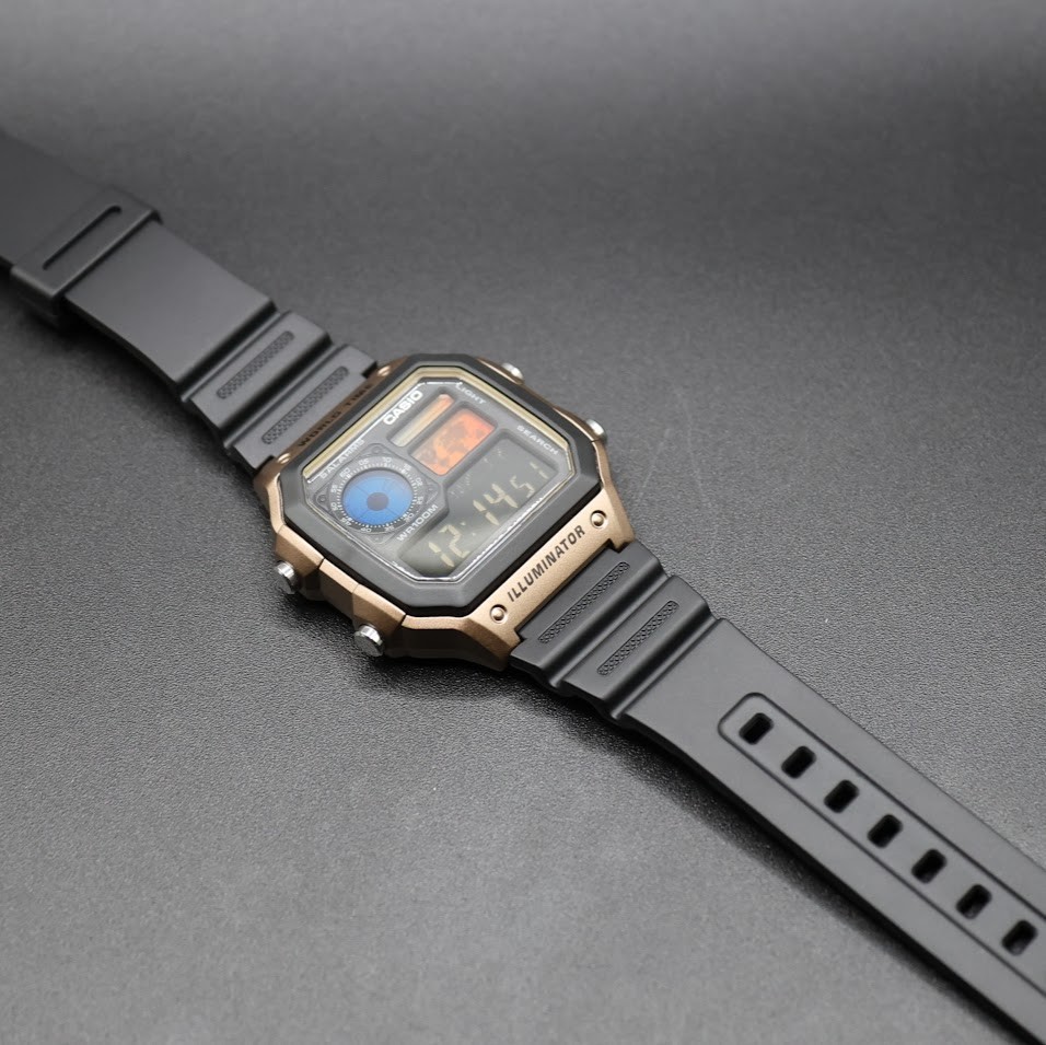 CASIO AE-1200WHD. Royale World Time Watch Mod. Sunset Filter. Negative Display