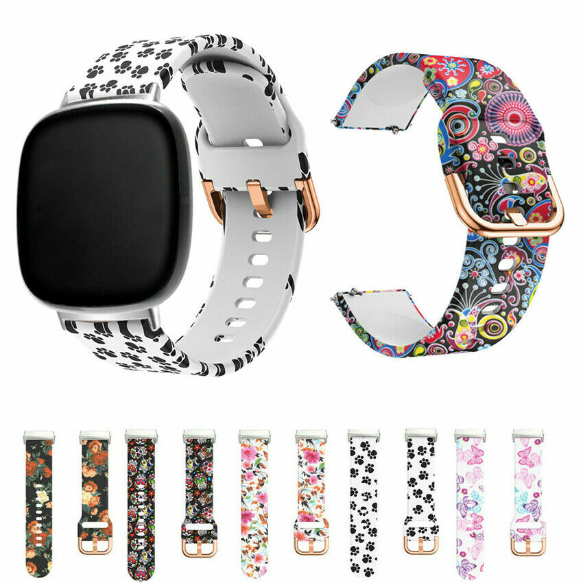 Pattern Floral printing Silicone Strap For Fitbit Versa 3/Sense Smart Watch Band