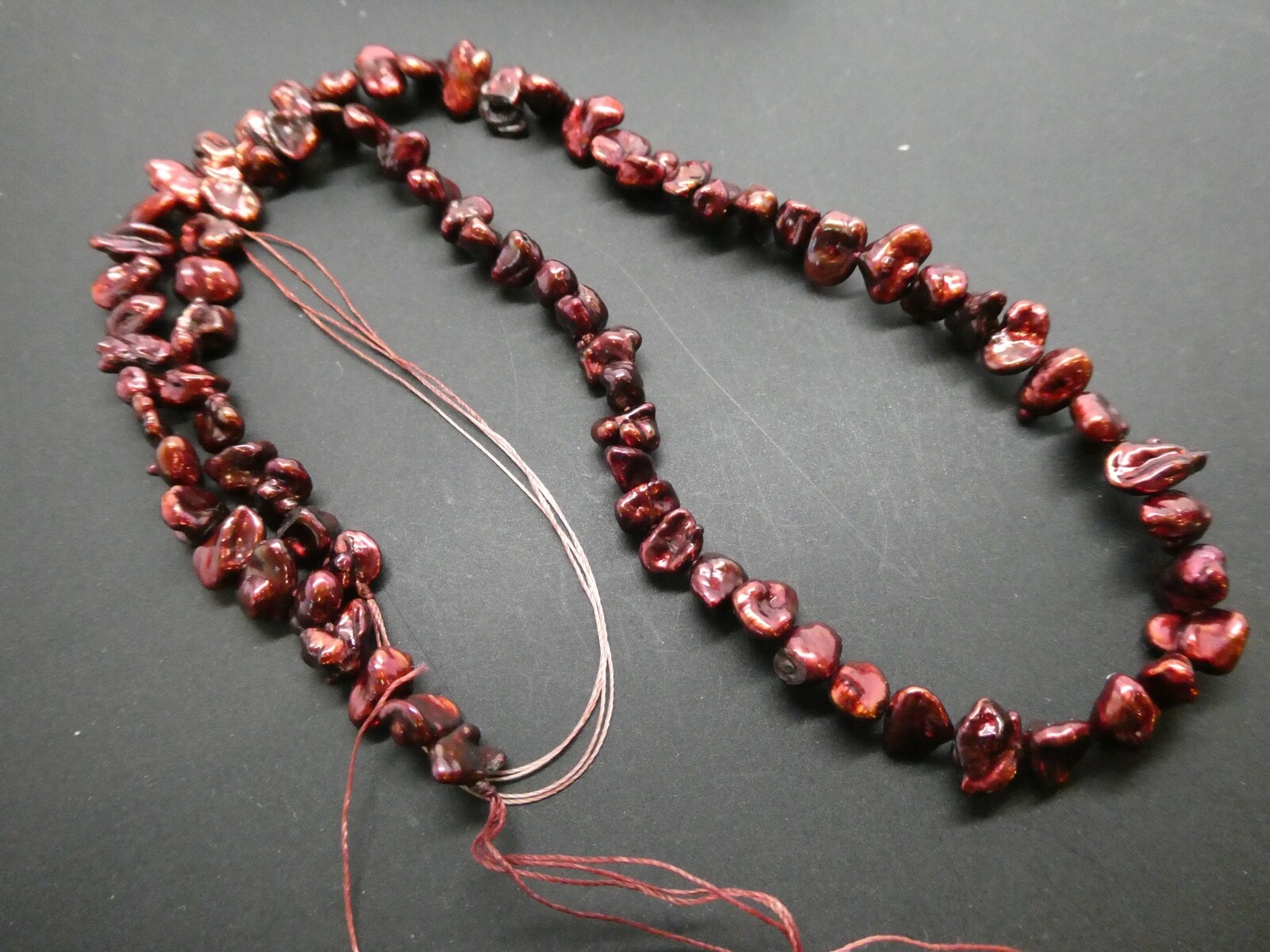 Freshwater Keishi Pearls Burgundy Red Maroon 7-8mm Beads 15.5″ Strand Bargain