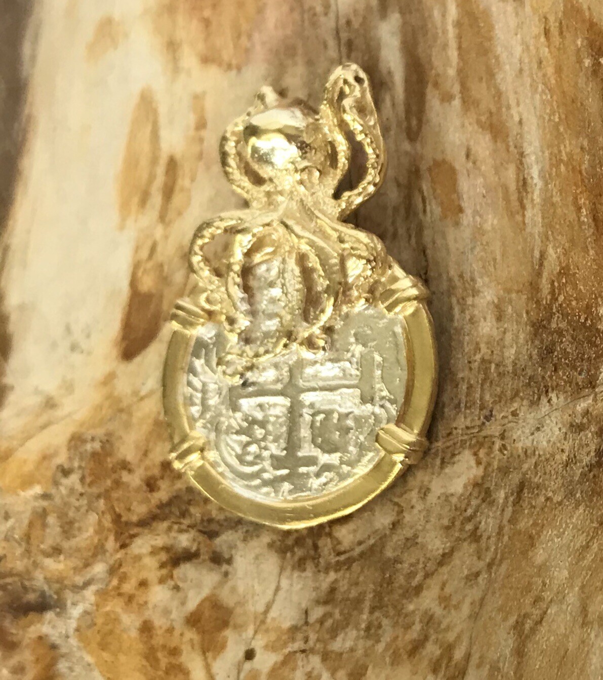 ATOCHA Coin Design Pendant 1600-1700 Octopus Sterling Sunken Treasure Jewelry