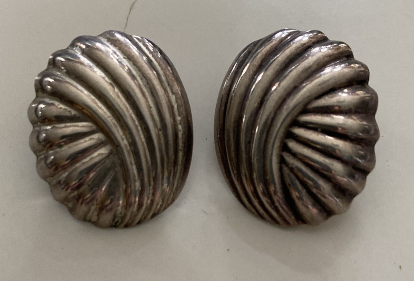 Vintage 925 Sterling Silver Art Deco Clip-On Button Earrings 7.71g Thailand