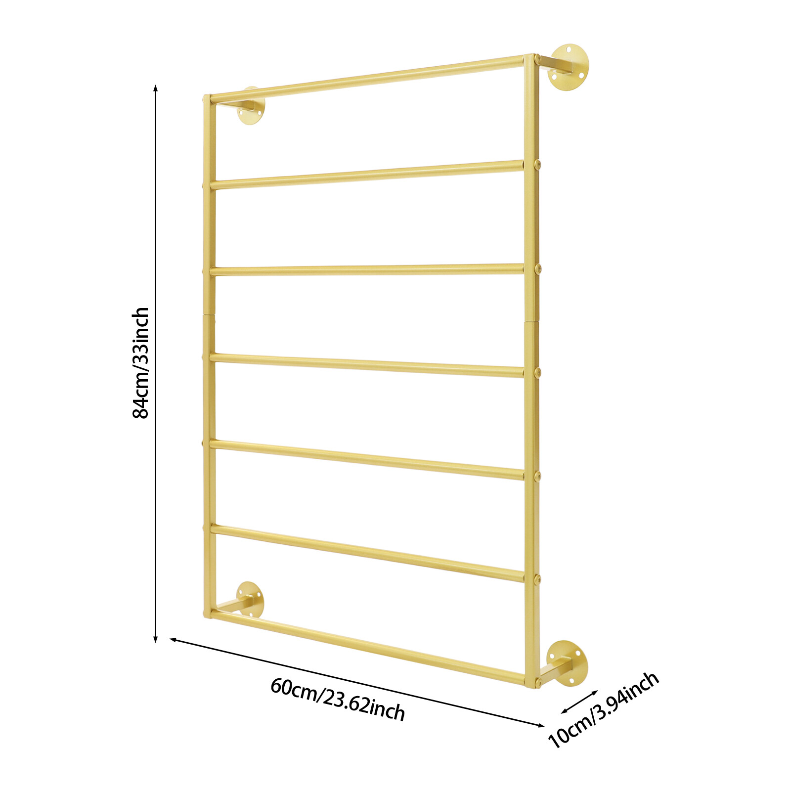 Gold 7-tier Wall Mounted Scarf Rack Display Rack Towel Storage Rack Carbon Steel